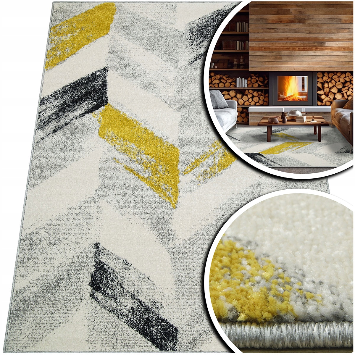 Módní Koberce Do Obývacího Pokoje Adventure Žlutá Béžová Šedá Moderní 160x230