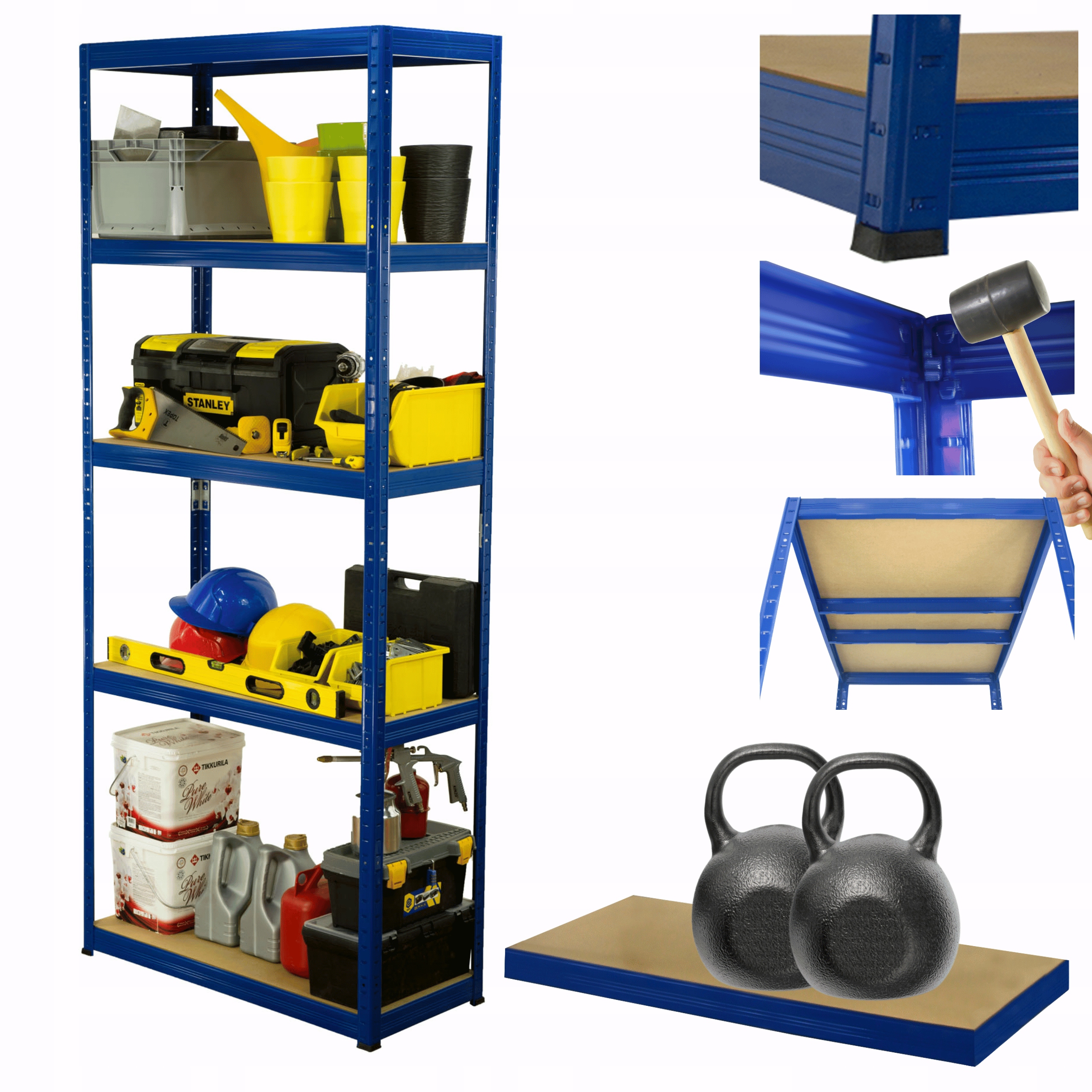 Kovový skladový regál Helios 180x75x45 cm 5Px275 kg, odolný