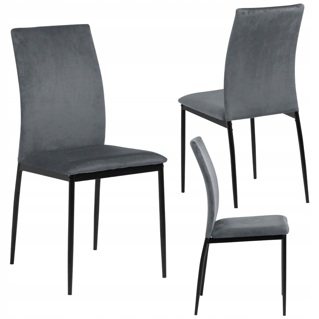 Jídelní Židle Do Kuchyně Obývacího Pokoje, čalouněná šedou, moderní sametovou látkou