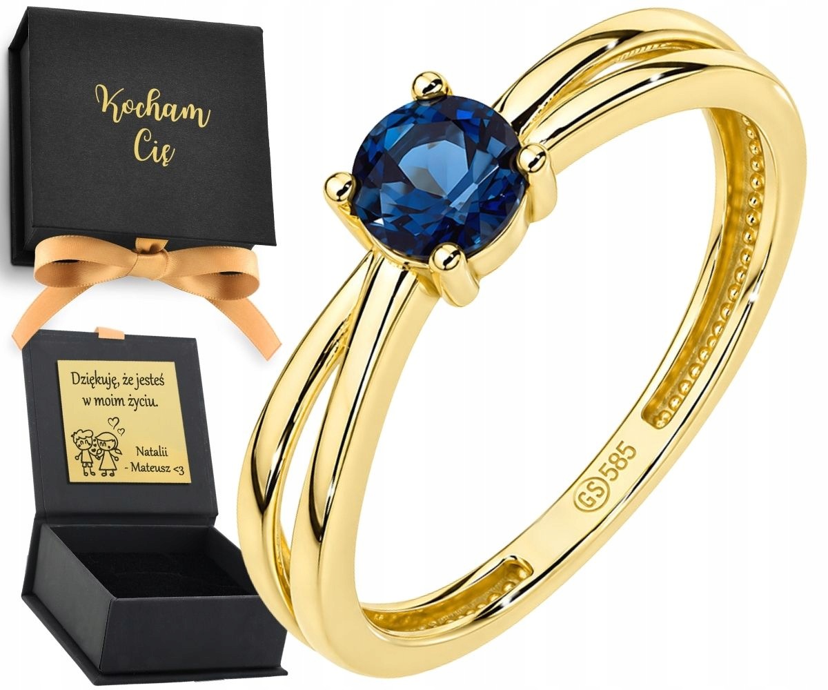 Prstýnek Zlatá zaplétaná lišta s přírodním kamenem London Blue Topaz