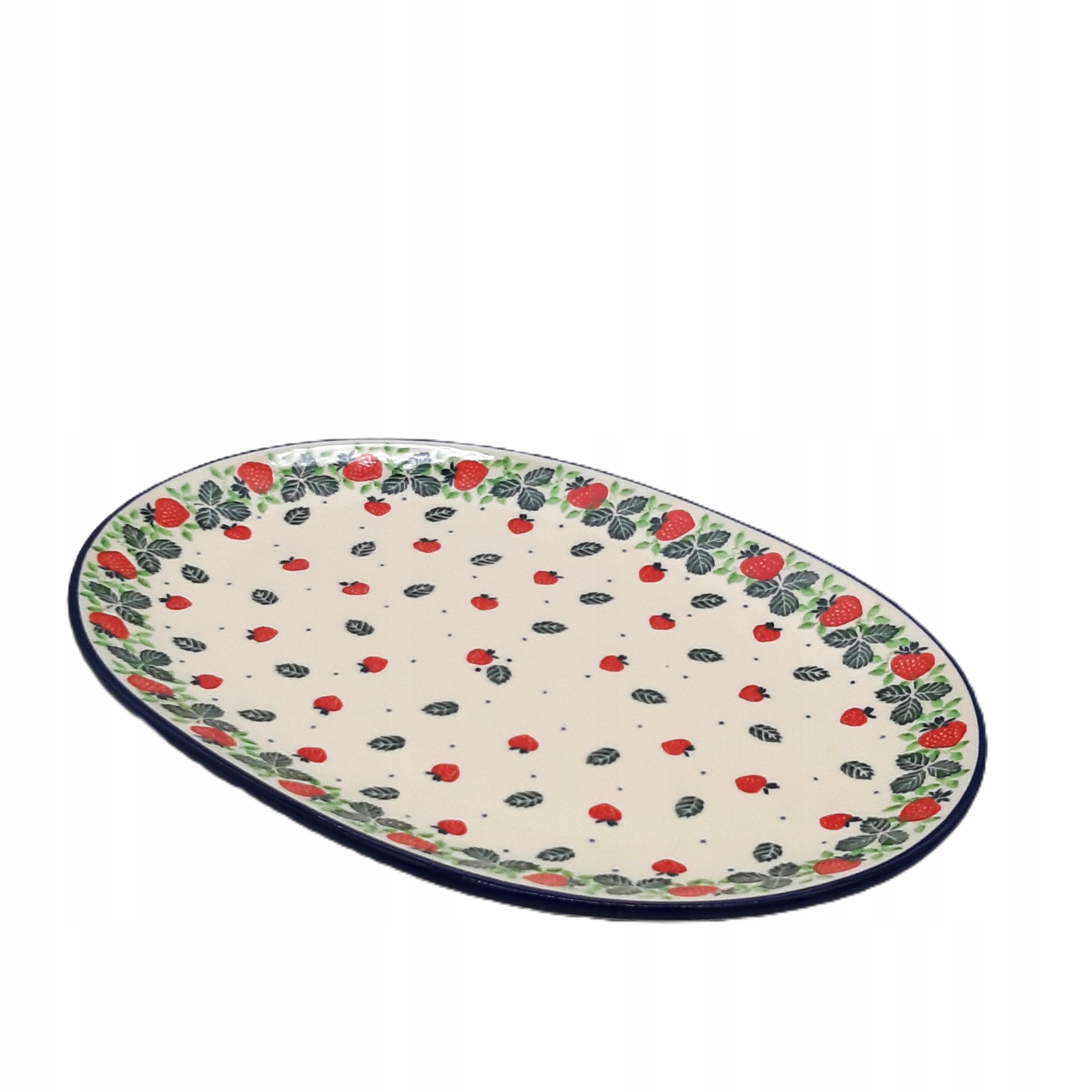 Półmisek na potrawy 31,5/ 22 cm,poziomki, Ceramika Bolesławiec