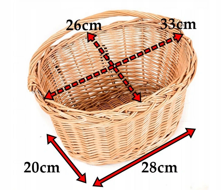 KOSZYK KOSZ WIKLINOWY ROWEROWY NA ROWER Solidny Model Koszyk wiklinowy