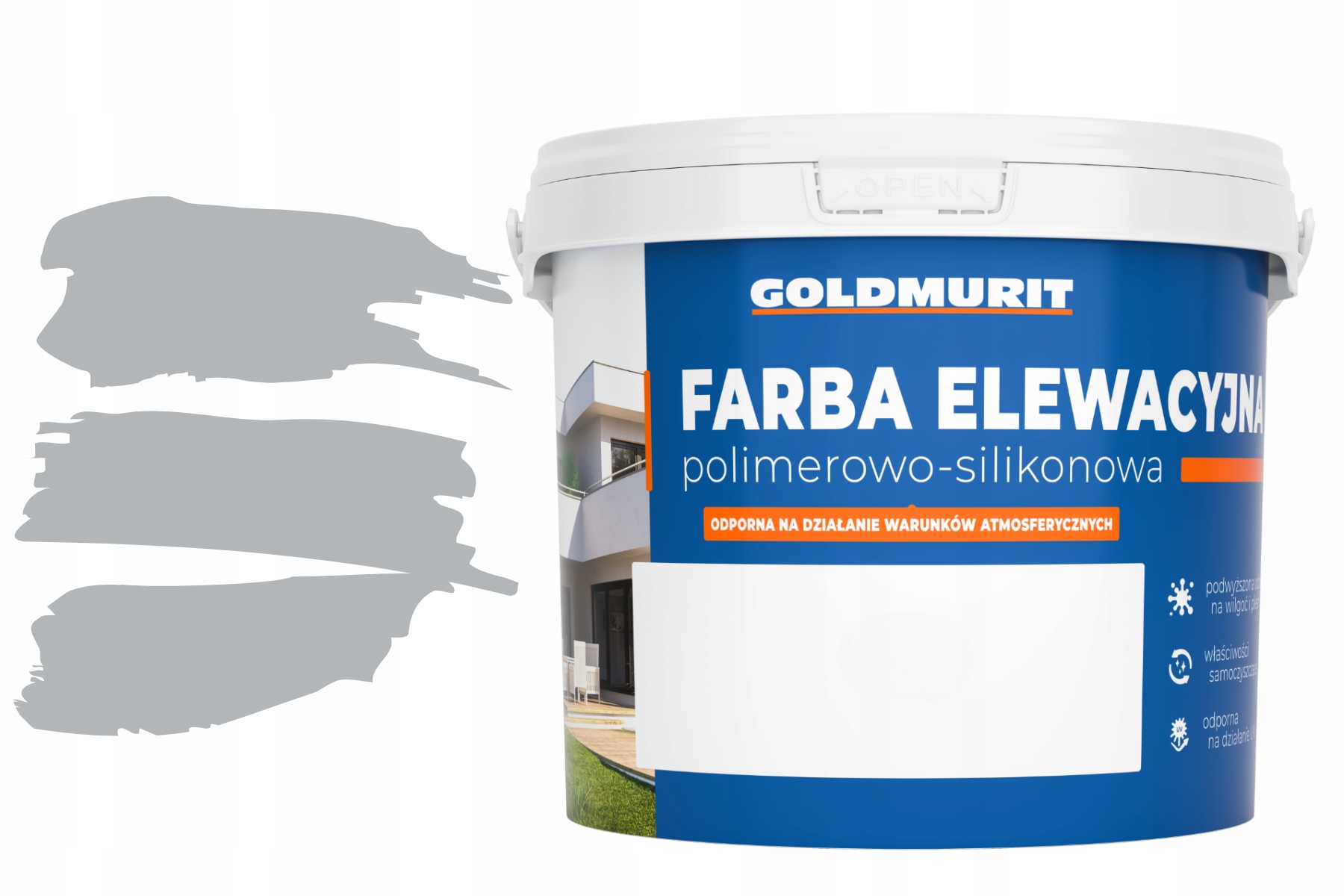 Farba elewacyjna polimerowo-silikonowa10l szary jasny Goldmurit