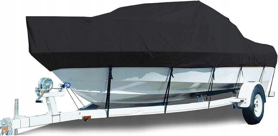 Pokrowiec plandek na Łódź 17-19FT 300D Wodoodporny Uv Czarny 620x300 cm