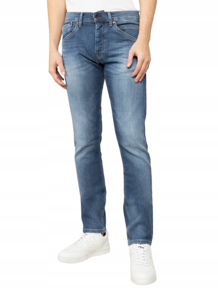 Pepe Jeans Pánské Kalhoty Rurki Modré S Oděrkami Bavlna 31/34 Xqe