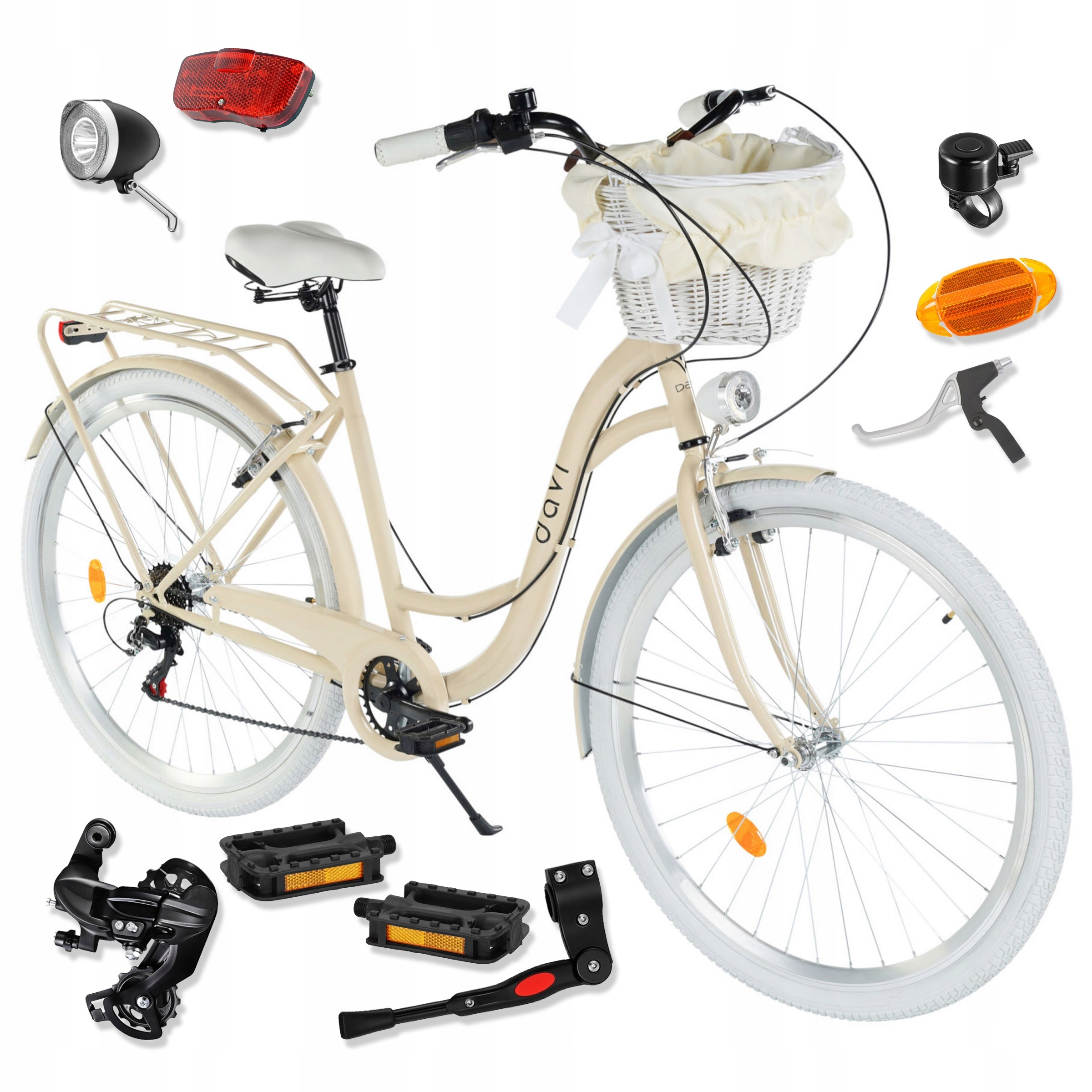 Dámské Městské Kolo 28 Palců Dáma Davi Emma Shimano Rám 18" Koš 7 Rychlostních Stupňů