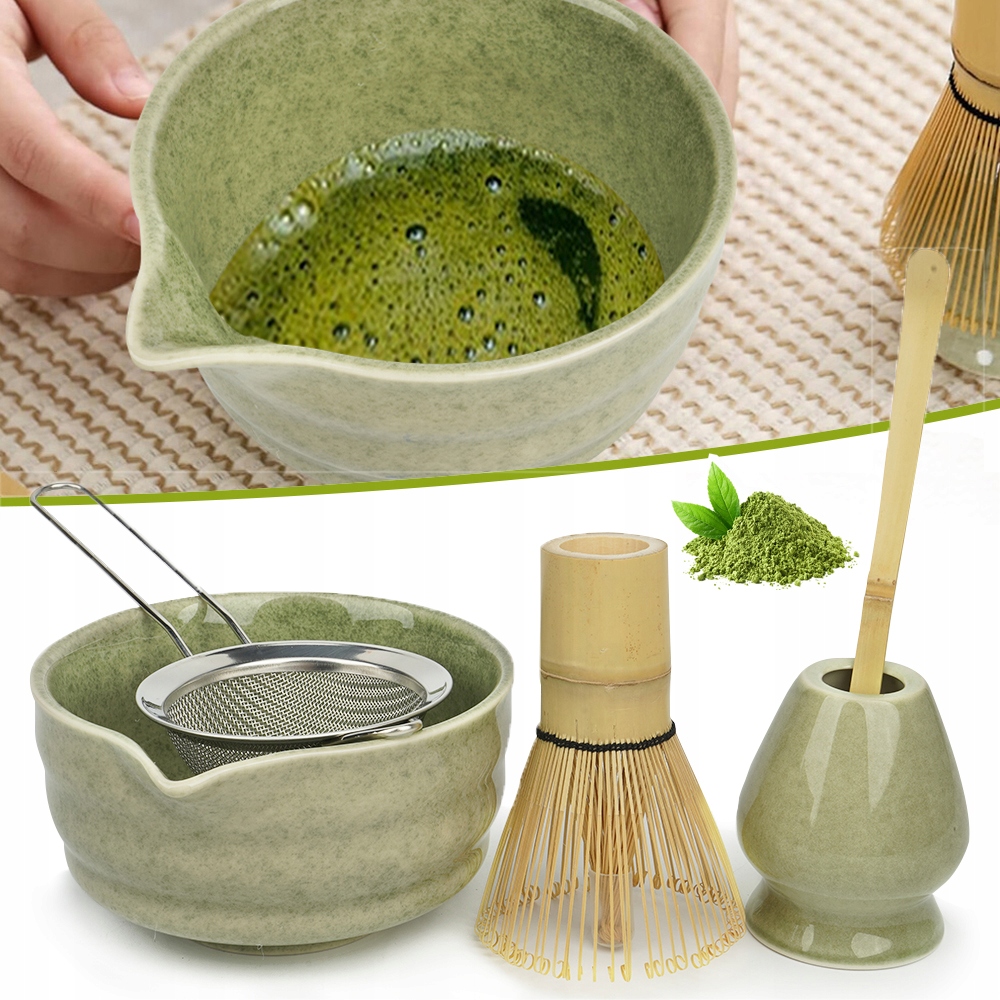5-CZĘŚCIOWY Zestaw Ceramicznych Misek Do Matchy, Zestaw Narzędzi Do Matchy