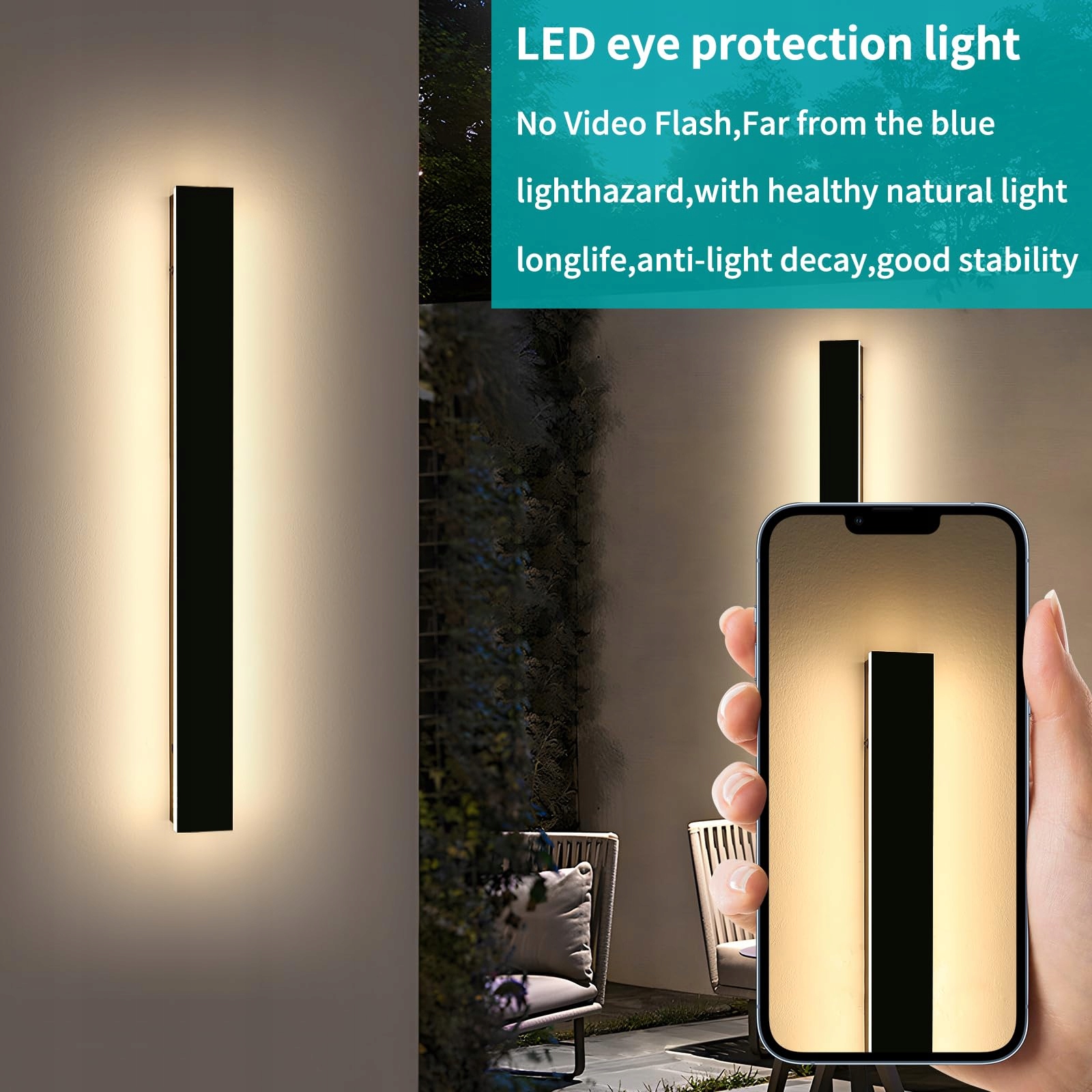 MIKERU Lampa LED Zewnętrzna 120cm 48W IP65 Wodoodporna Do Wnętrz — miniatura 6