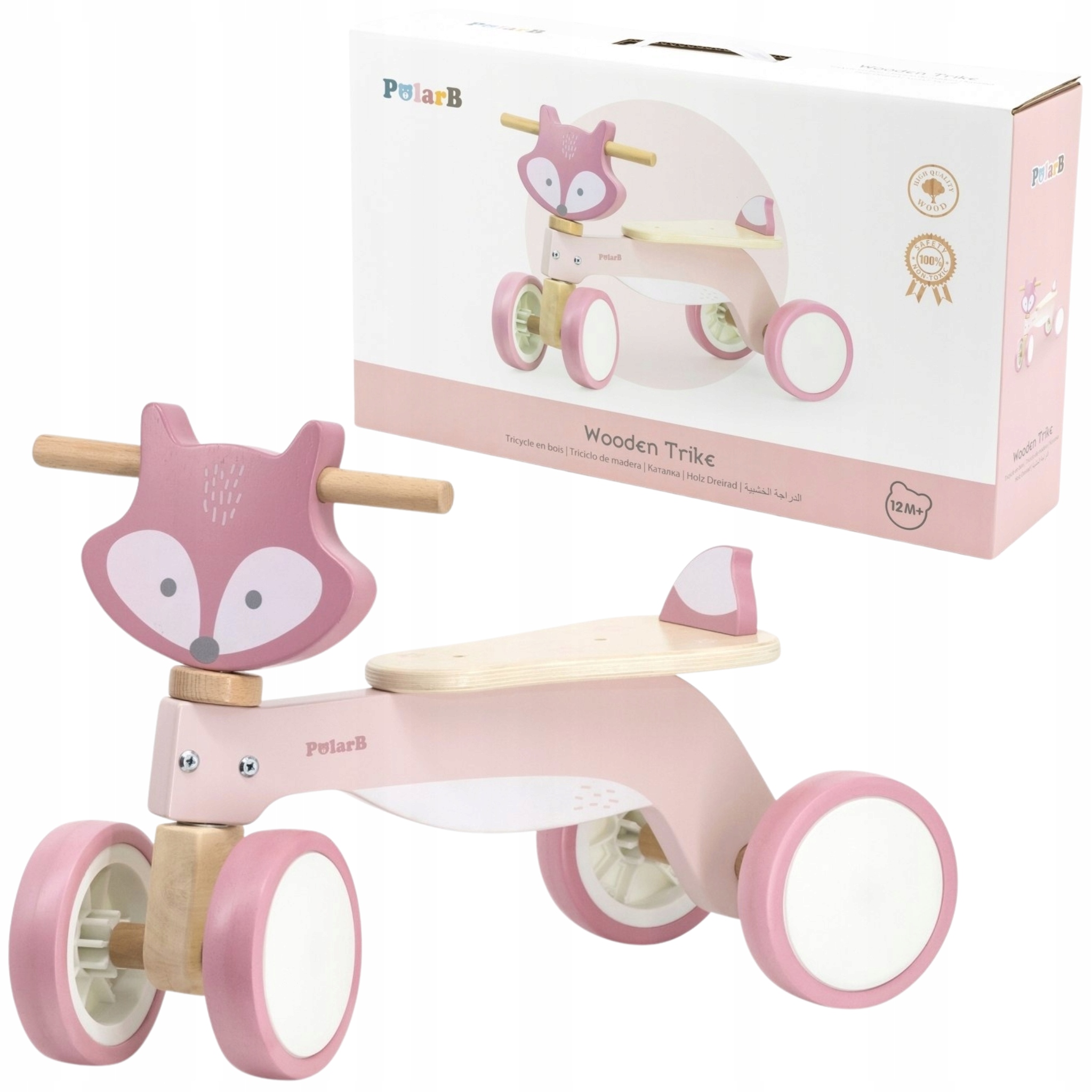 Drewniany jeździk Lisek Dobry urodzinowy dla maluszka na 1 roczek+