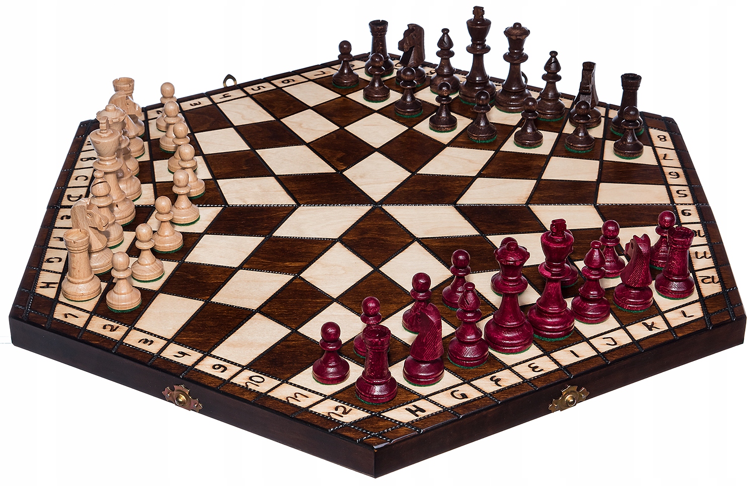 SZACHY DLA TRZECH DREWNIANE DUŻE 46cm zestaw gra planszowa szachownica +48f