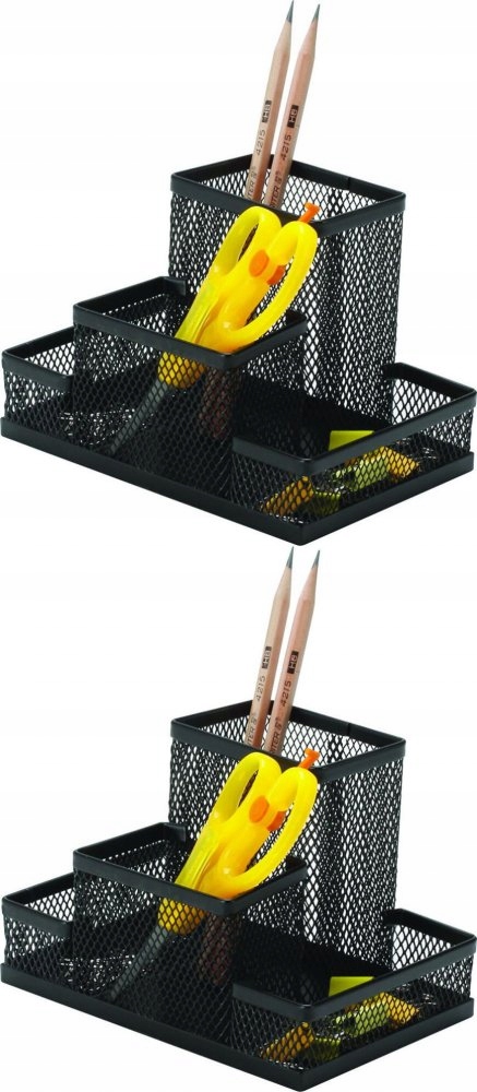 PRZYBORNIK ORGANIZER NA BIURKO 4 KOMORY METAL x2