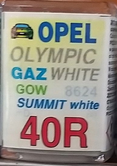 

Zaprawka Lakiernicza Opel 40R olympic white 8624