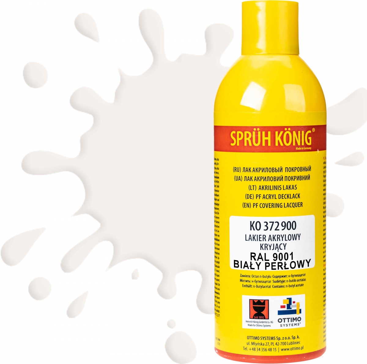 Ko 372 Krycí akrylový lak Ral 9001 krémově bílý perleťový polomatný 400 ml