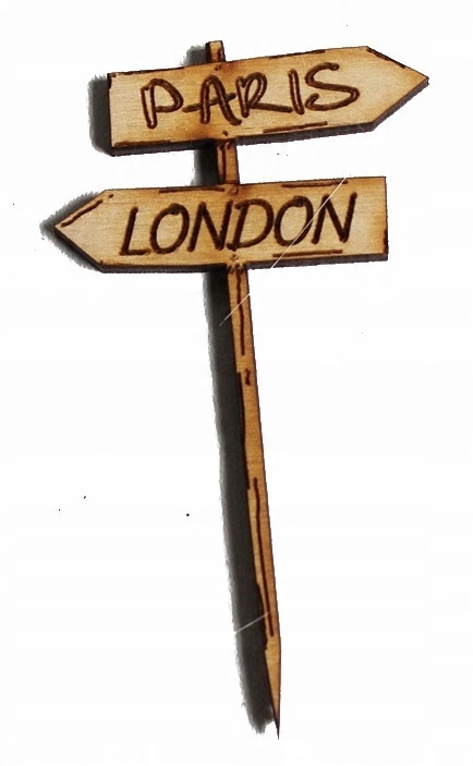 

Znak drogowy drewniany Paris London las w słoiku