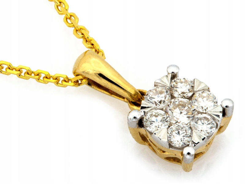 Zlatý náhrdelník 585 14 kt s brilianty 1.68 g, dvě barvy zlata na řetízku