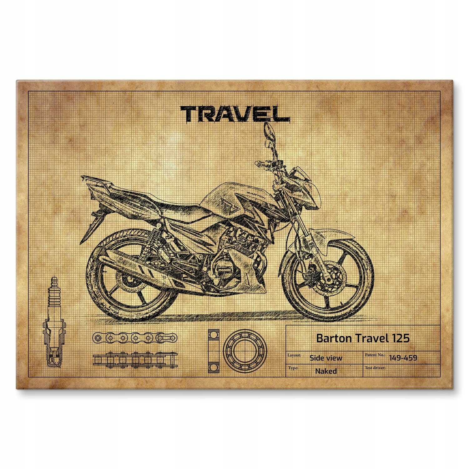Kovový plakát Barton Travel 125 Šidítko Plech 30 x 42 cm Dárek