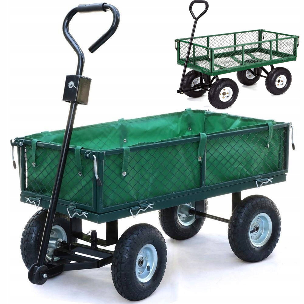 Duży Wózek Ogrodowy Transportowy Przyczepka Taczka Składane Boki 250L 400KG