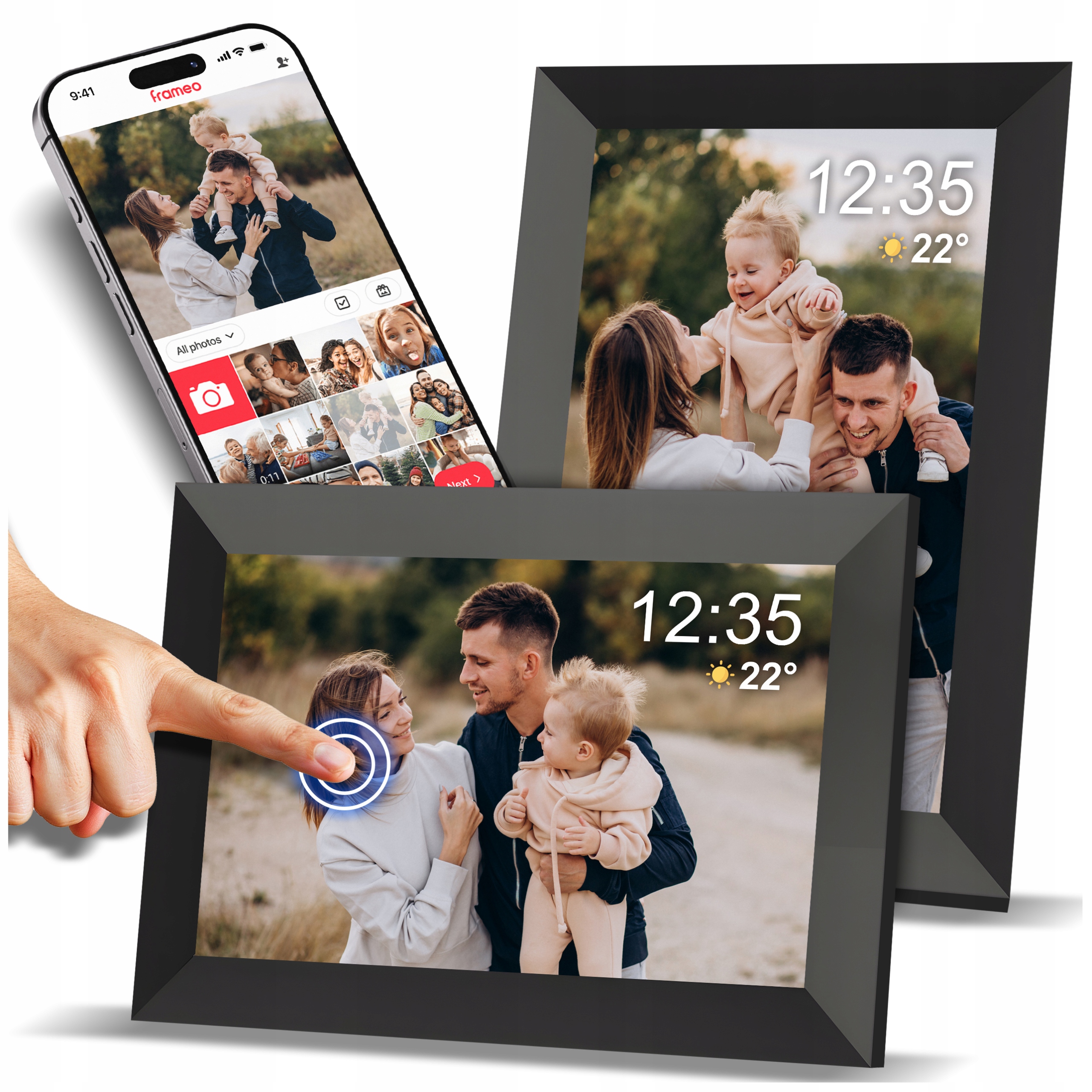 Rámeček Na Fotografie Frameo Wifi 32GB 10,1" Dotykový Fotorámeček Černý