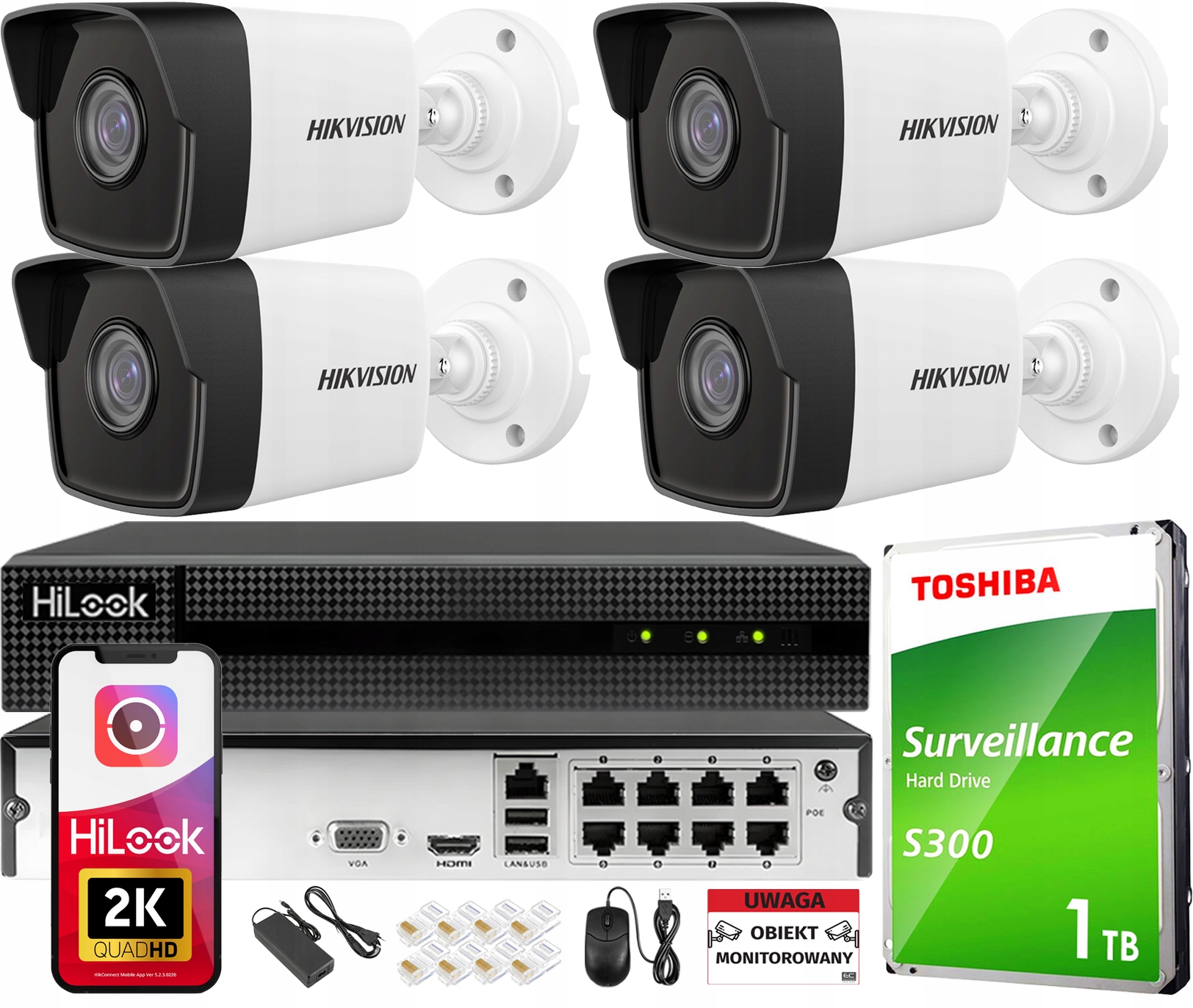 Sada pro 4Mpx Ip monitorování pro rozšíření 4x venkovní kamera Hikvision