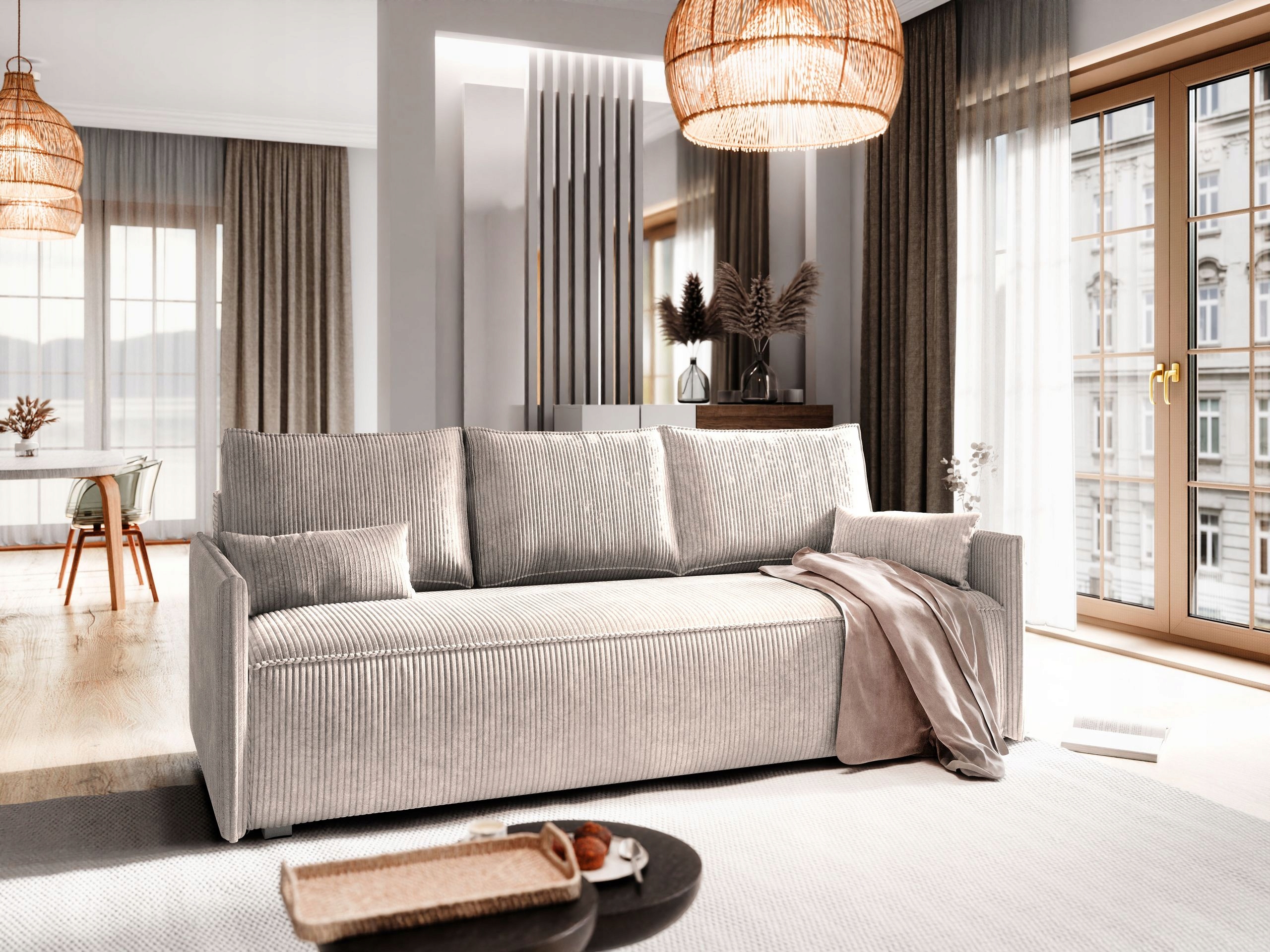 Pohovka Mestor rozkládací Funkce Spaní nádoba na povlečení Štrukks Krémová