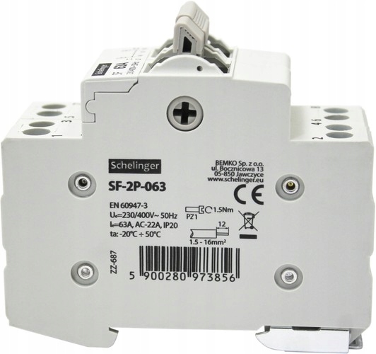 PRZEŁĄCZNIK I-0-II SIEĆ AGREGAT 63A 2p SCHELINGER Marka Schelinger