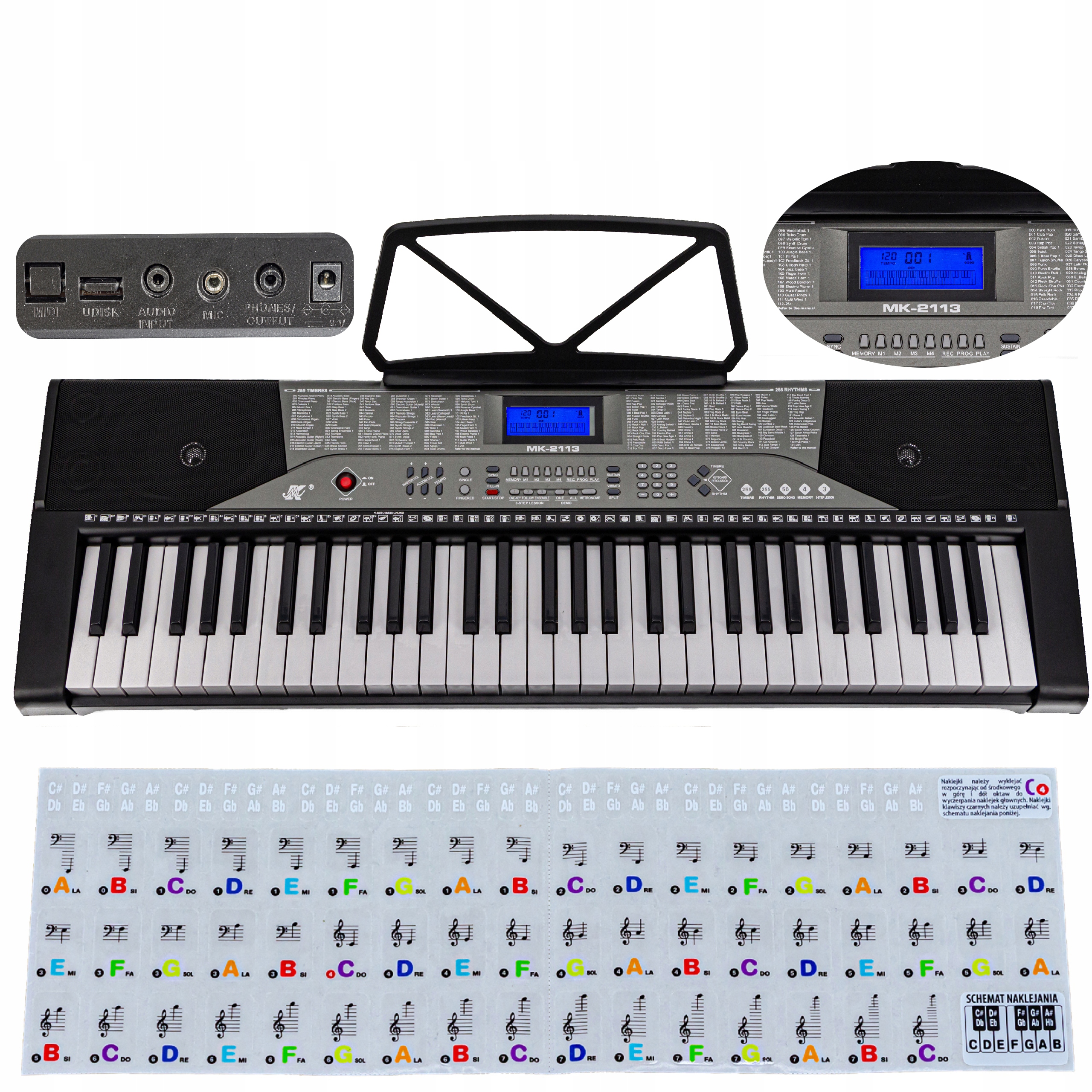 

Keyboard Organy Pianino MK-2113 Mikrofon Pulpit