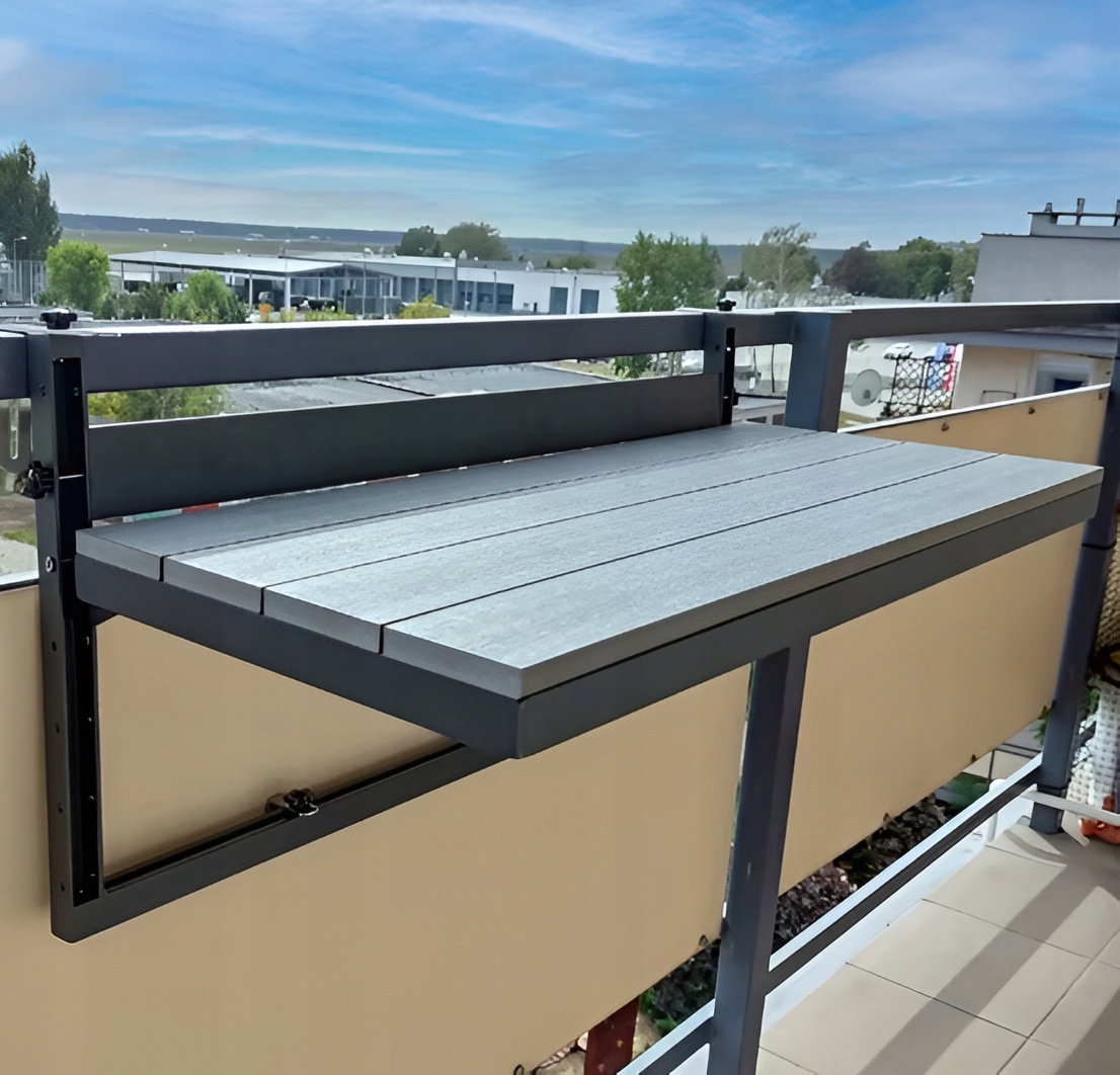 Stolik Balkonowy na Taras Balkon Stół Metalowy Ogrodowy Kawowy Składany