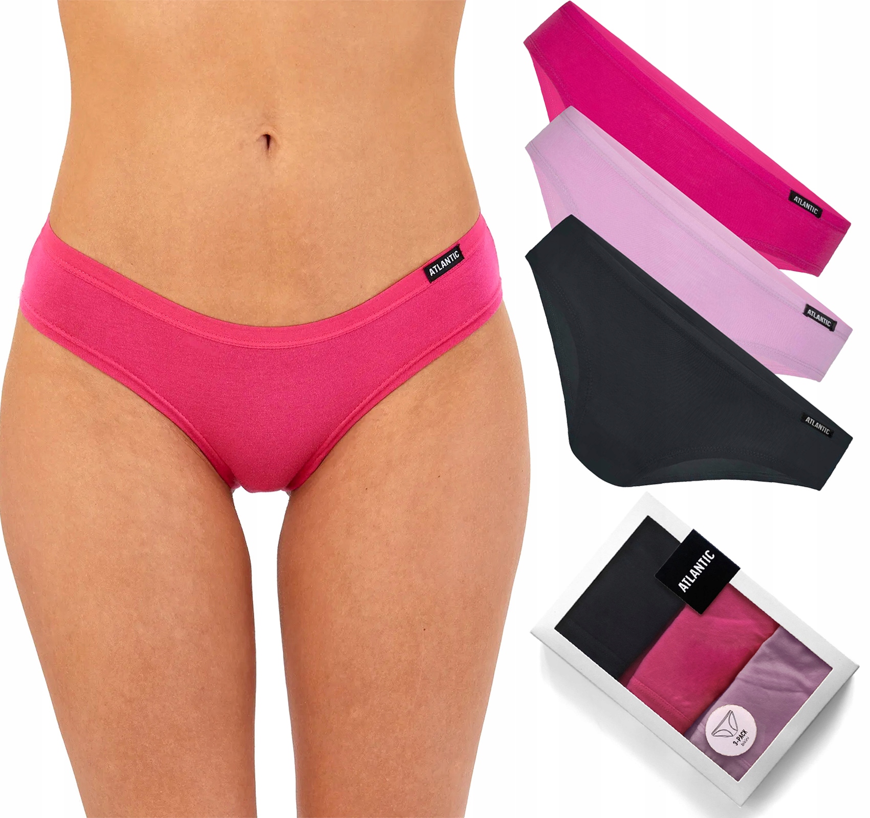 

Figi damskie 3 Pary bikini Atlantic 3LP-194 M