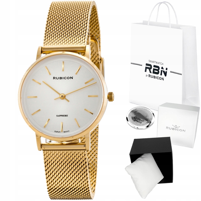 Dámské hodinky Rubicon RNBD88 Safírové Sklo – náramek ze síťoviny