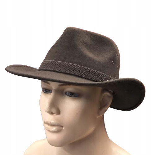 Hnědý lovecký plstěný vlněný kovbojský klobouk country cowboy 59 Cm