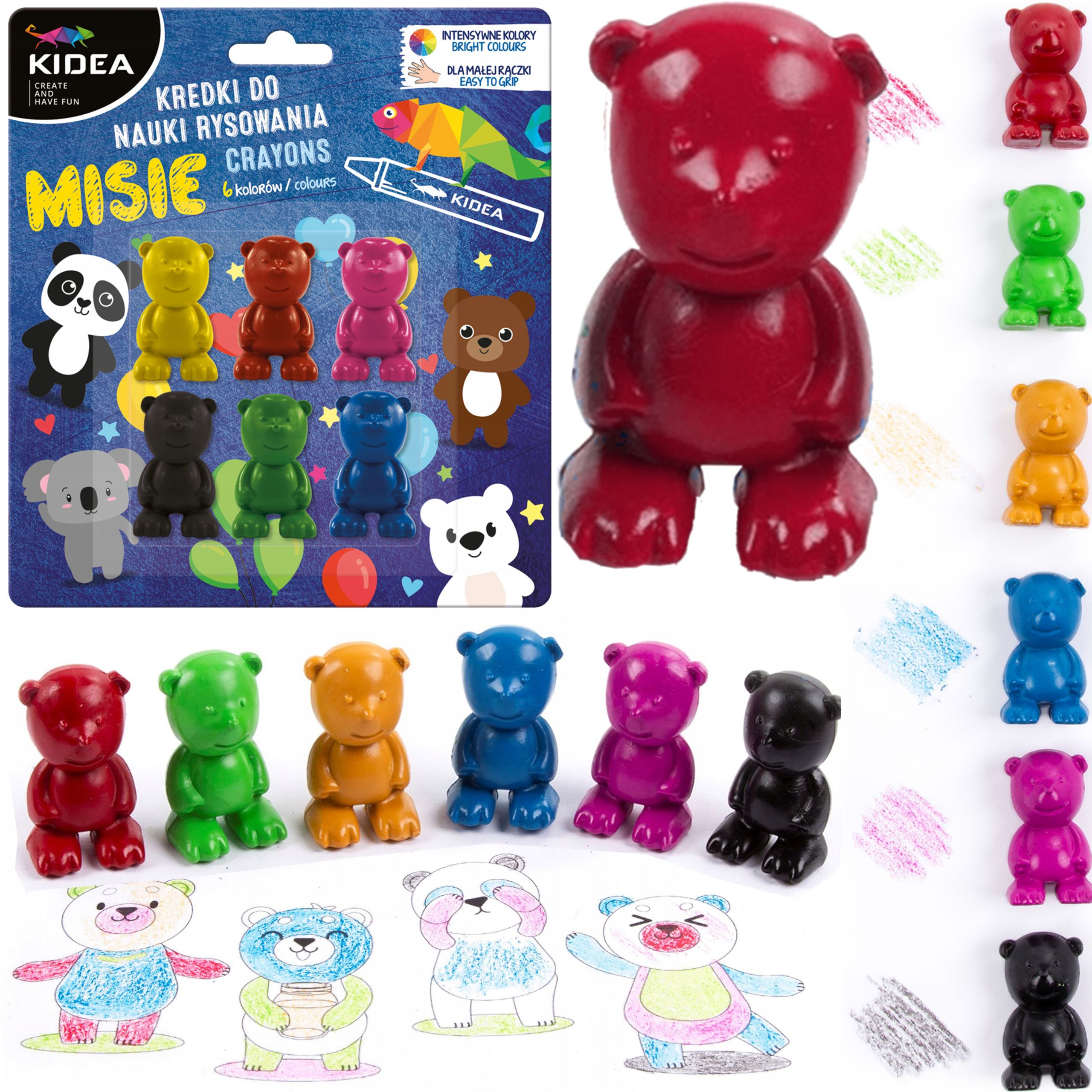 

Kidea Kredki dla Malucha do nauki rysowania Misie