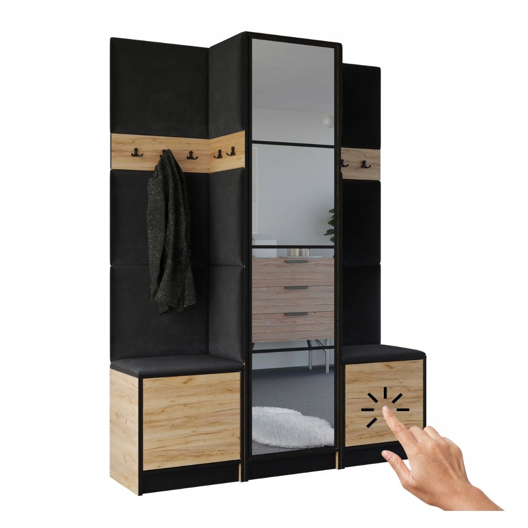 Šatní skříň Costa 16 dub craft zlatý černá tkanina Vzor 1