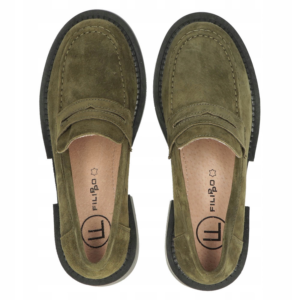 Skórzane półbuty na platformie Filippo DP4685 r.39 Nosek okrągły