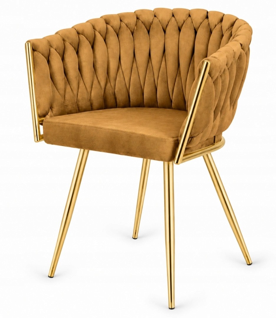 Pletené křeslo Lugano Křeslo Treccia Sand Velvet Gold Lugano