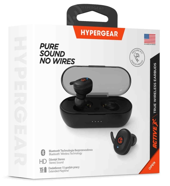 HyperGear słuchawki bezprzewodowe Tws Quick Pair i Bluetooth 5.0 czarne