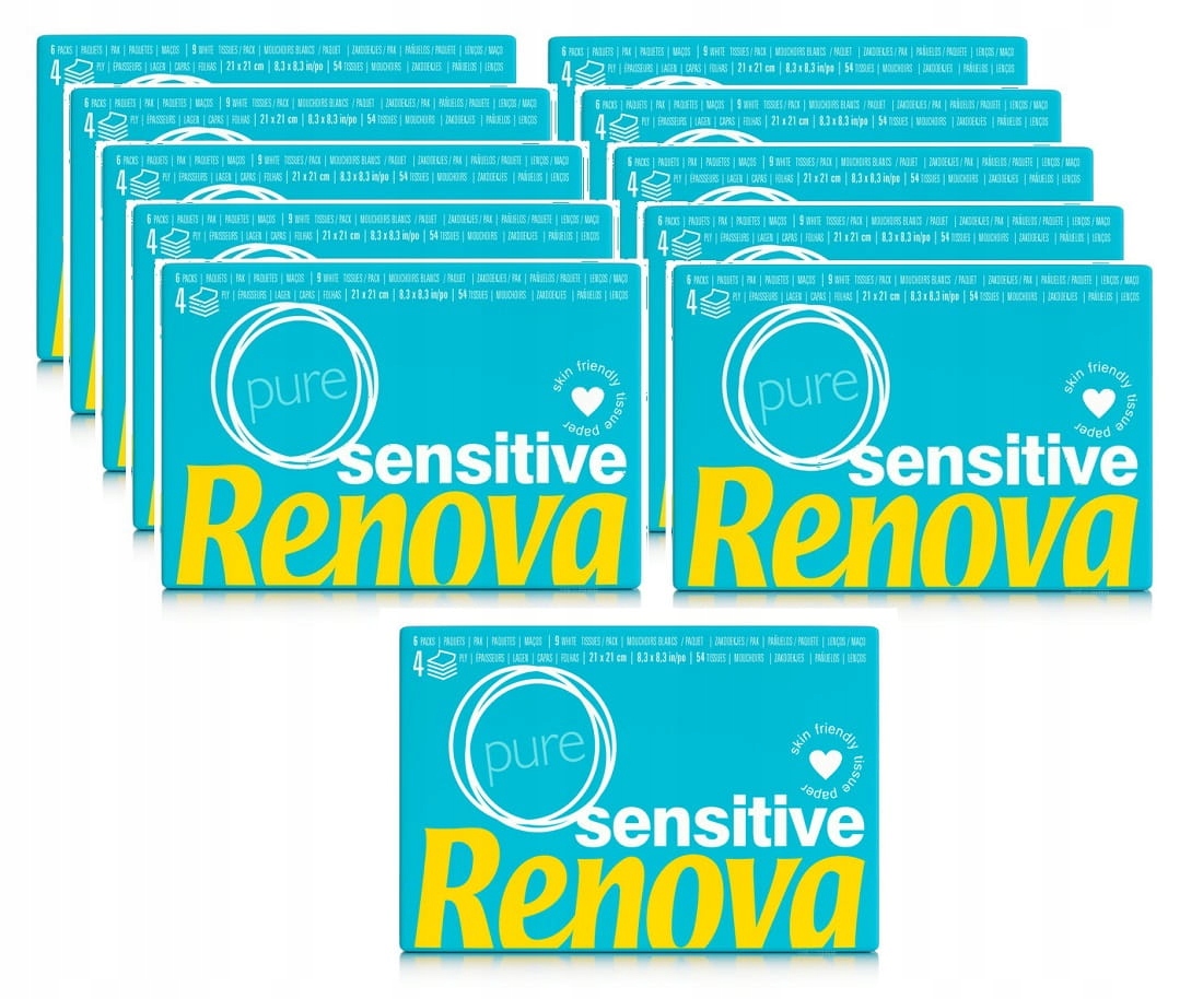 10x Chusteczki higieniczne Renova pure 6x9 +dodatkowe opakowanie chusteczek