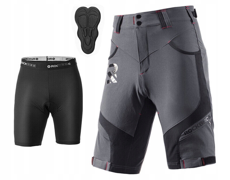 Krótkie spodenki rowerowe 2w1 wkładka 4D MTB oddychające YPK020 M GR