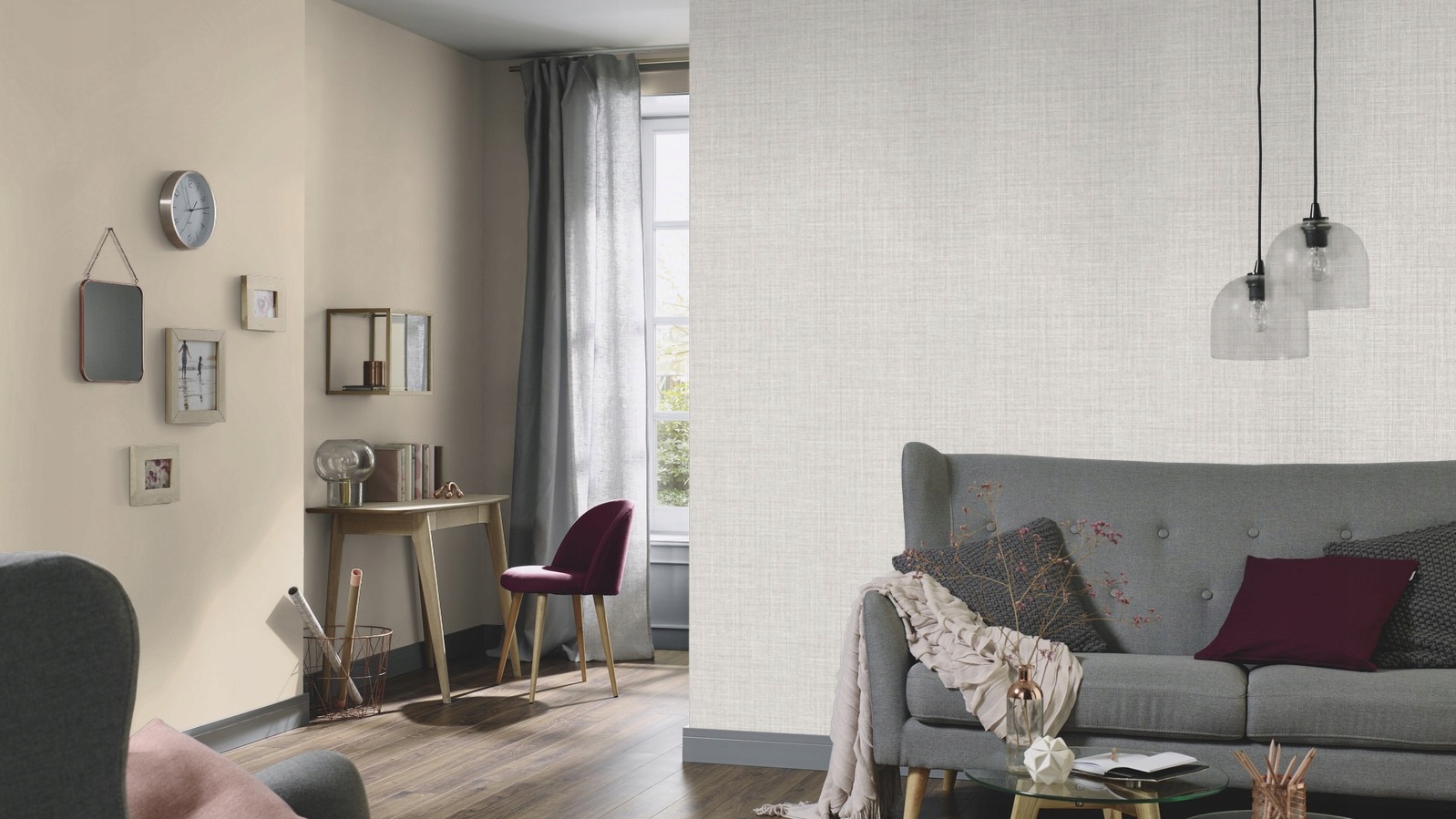 TAPETY TAPETA TŁO PŁÓTNO SZARE Z BROKATEM WINYLOWA Motyw Dekor Nowoczesne