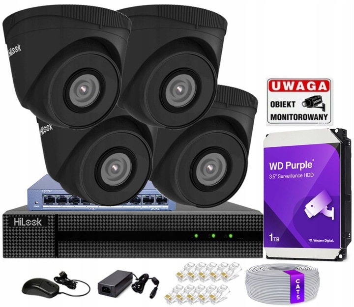 Ip monitorovací sada 4 kamery 5MPx IR30m Záznamník HiLook 8 Ip kanálů