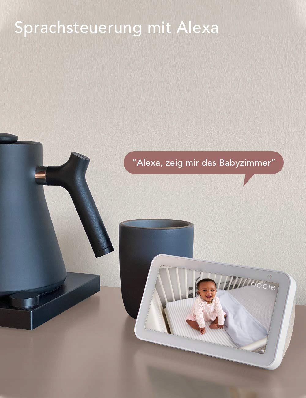 NOOIE Kamera Dla Dzieci 360 Stopni Monitor WiFi 1080P HD Nocna Wizja Alexa — miniatura 6
