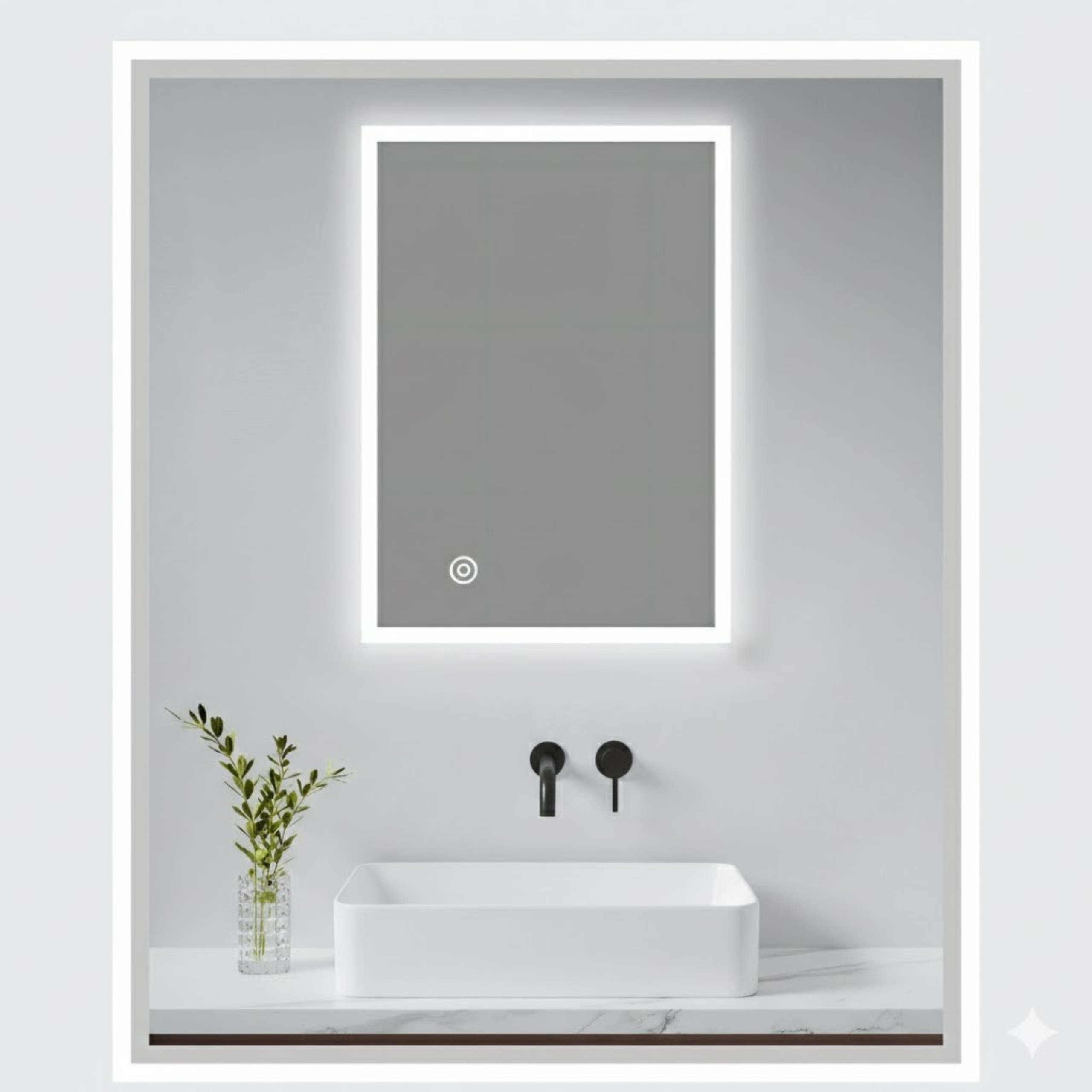 Aquauno Led Osvetlené Zrkadlo 50 x 70 cm Kúpeľňové Dotykové Protipara