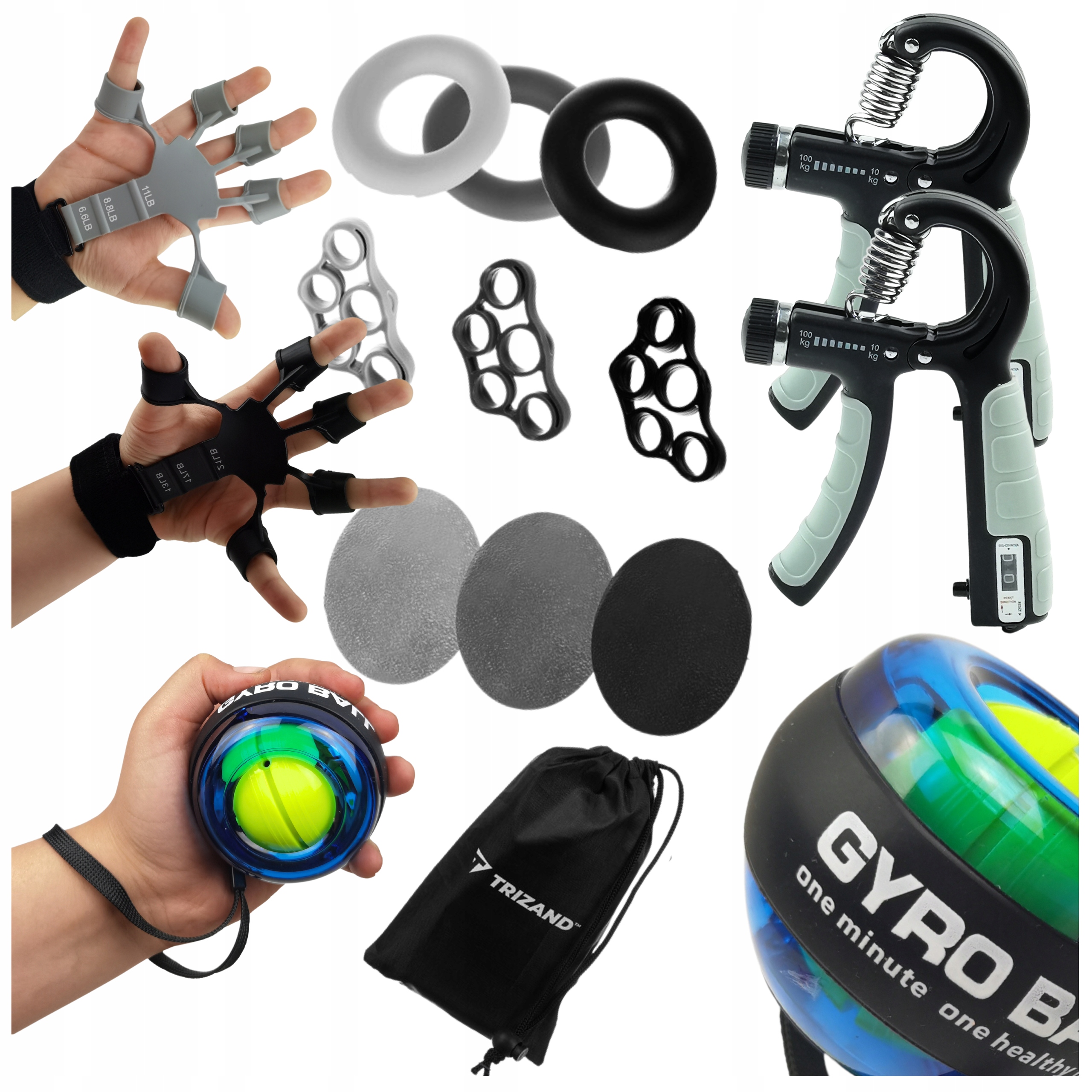 14w1 Zestaw Do Ćwiczenia i Treningu Przedramion Rąk Dłoni Chwytu Powerball