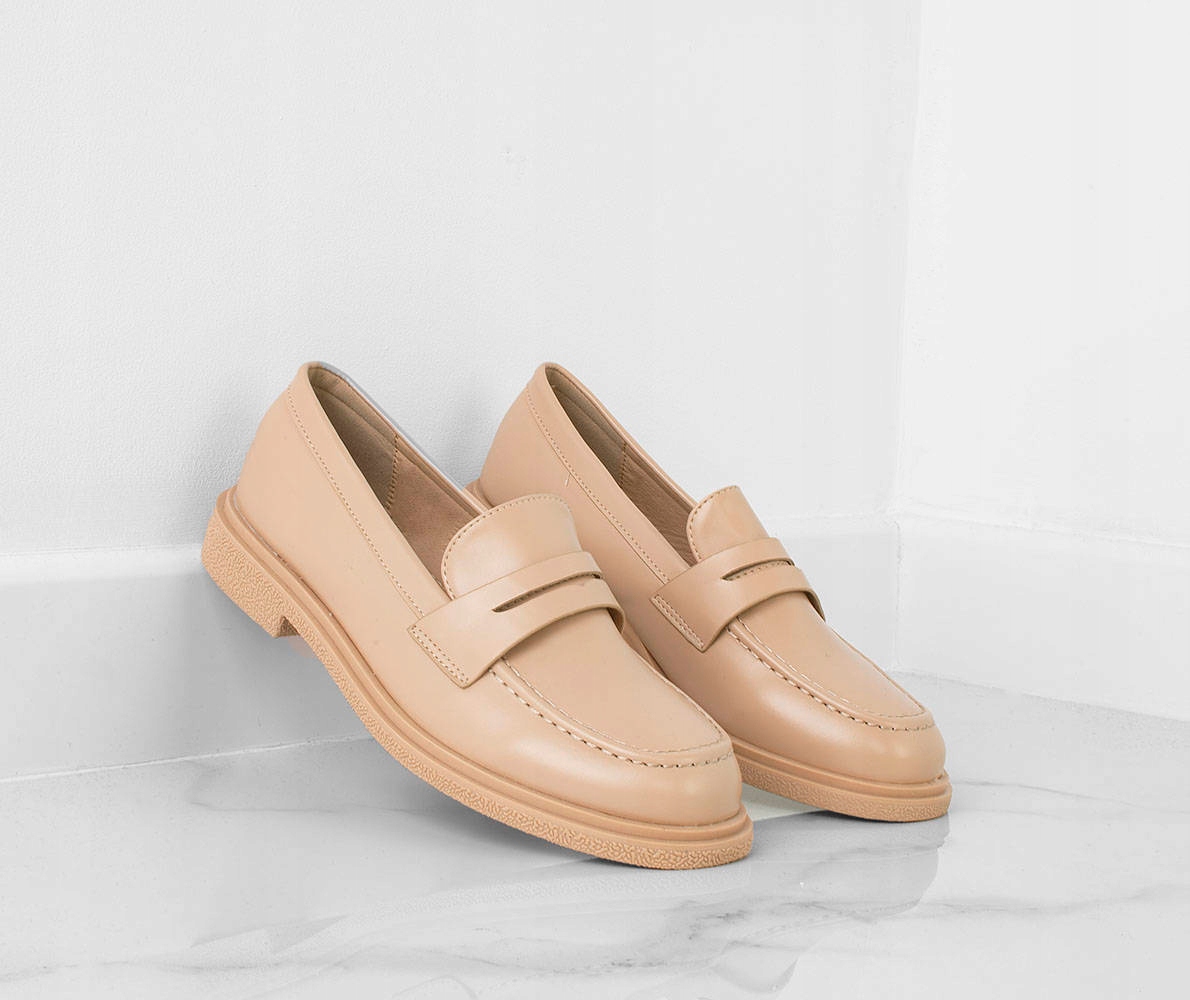 BEŻOWE MOKASYNY DAMSKIE PÓŁBUTY EKOSKÓRA 41 Marka inna