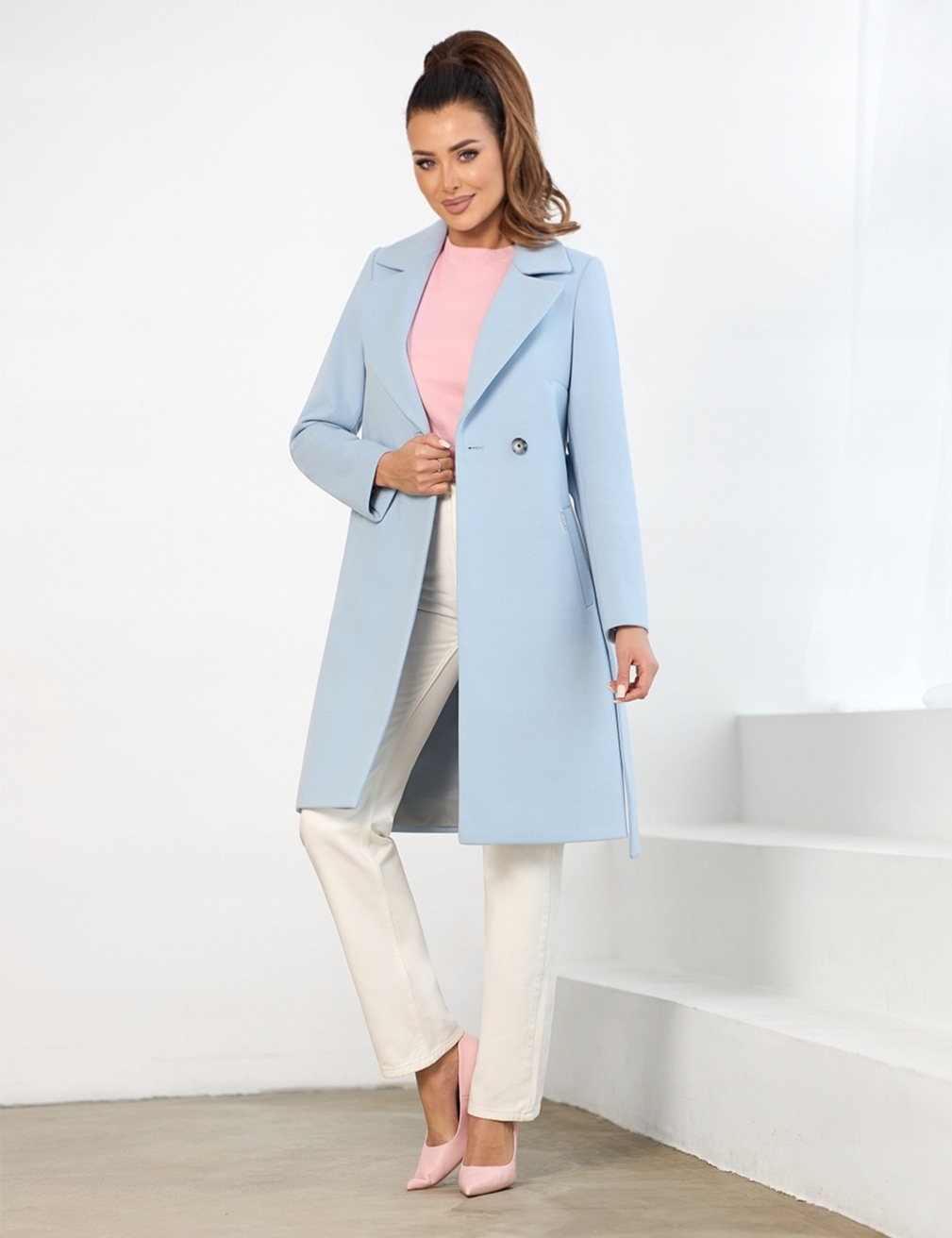 Zartex dámský trenčkotový kabát bez kapuce Cindy světle modrá SS25 velikost 40