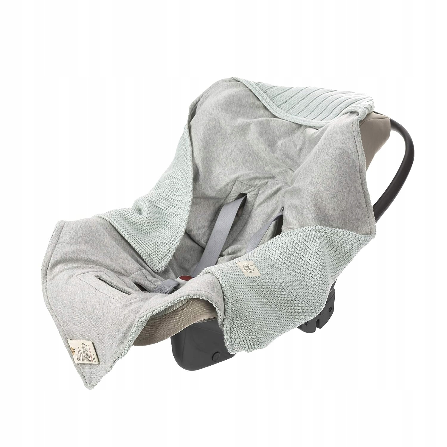 Koc z dzianiny do fotelika samochodowego miętowy