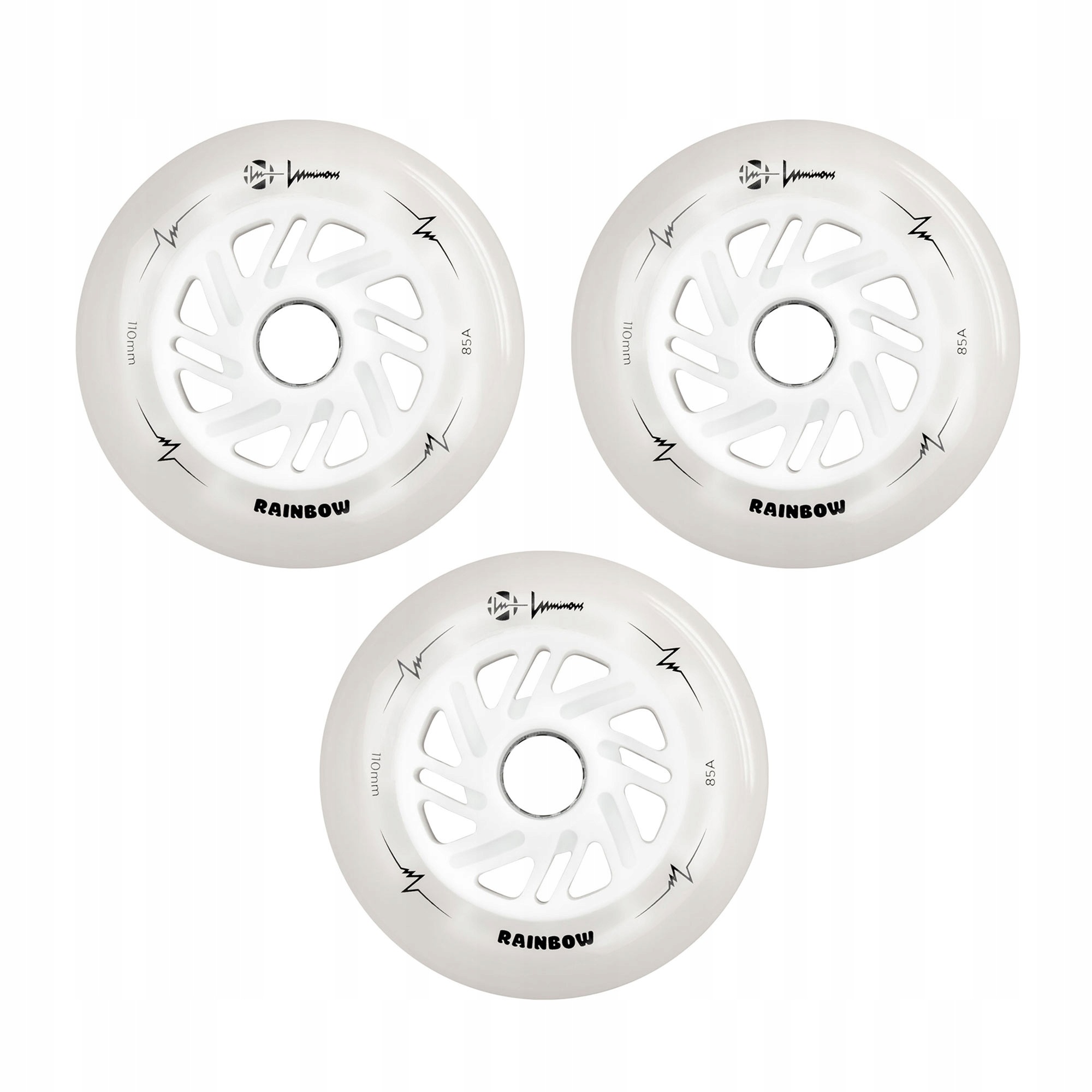 Svítící kolečka na kolečkové brusle Luminous Led 110 mm/85A, měnící barvu, 3 kusy