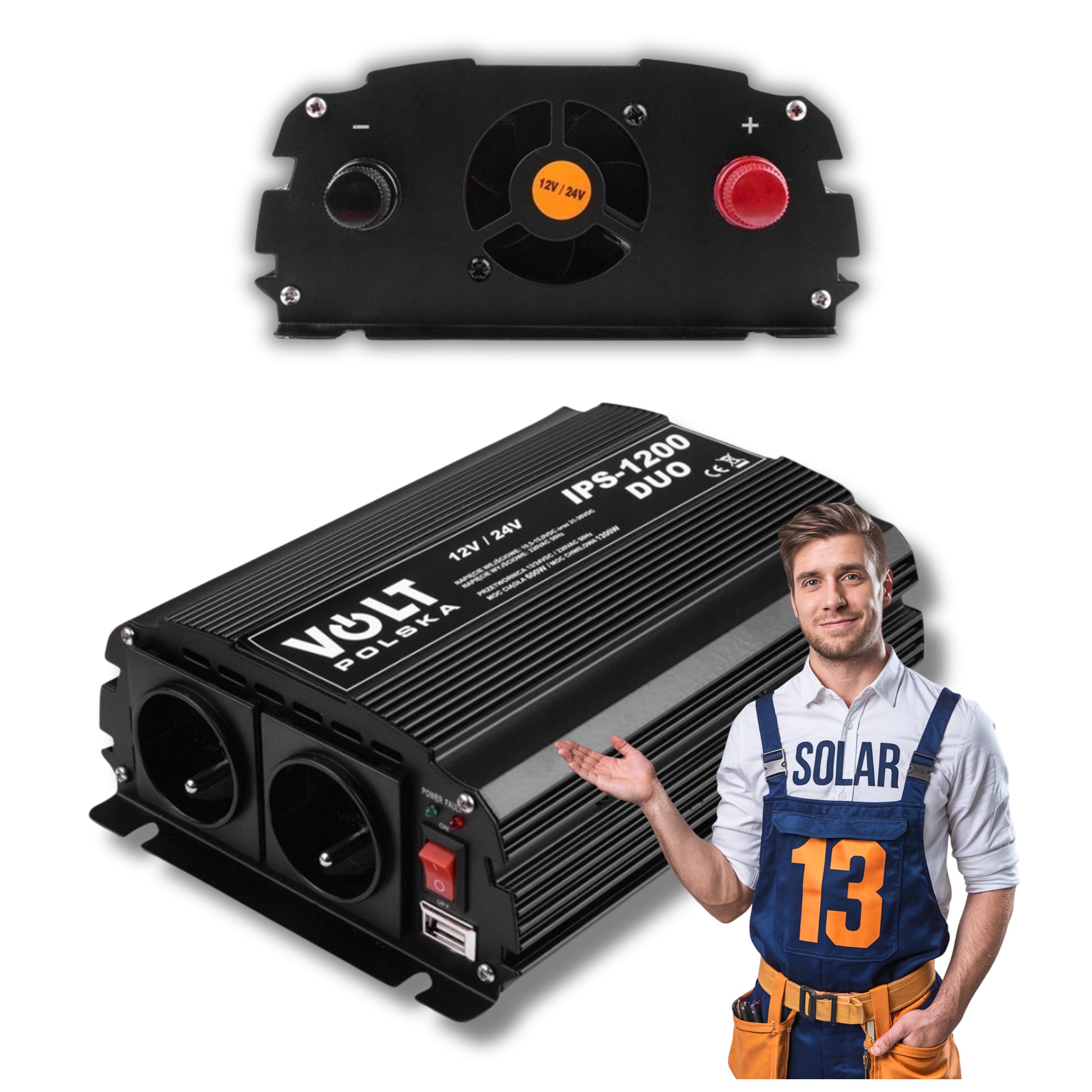 Automobilový menič napätia volt ips 1200 duo výkonný 12v/230v 1200w