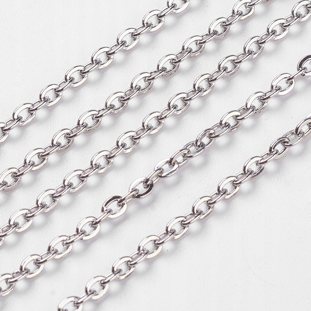 Łańcuch Splot Kotwiczny, Żelazny, Nielutowany, Platynowy, 3x2.2x0.6mm, 5m