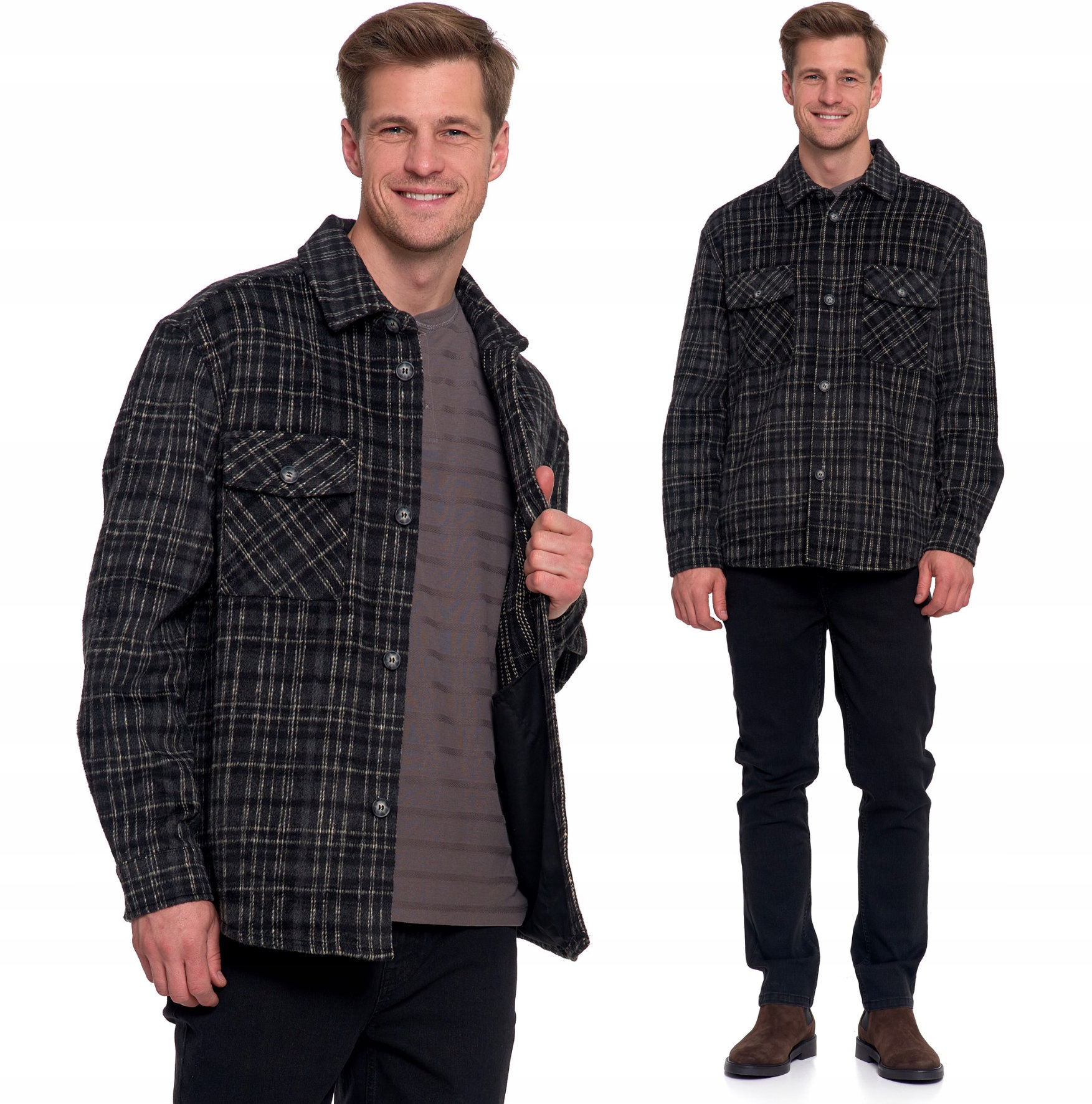 Pánská Kostkovaná Košilová Bunda S Kapsami Moraj, Stylová A Lehká, Velikost XL