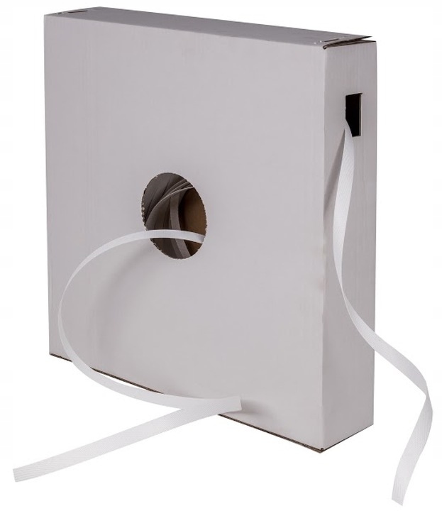 Taśma Pp w kartonie 19mm do bandowania spinania palet paczek 600m biała